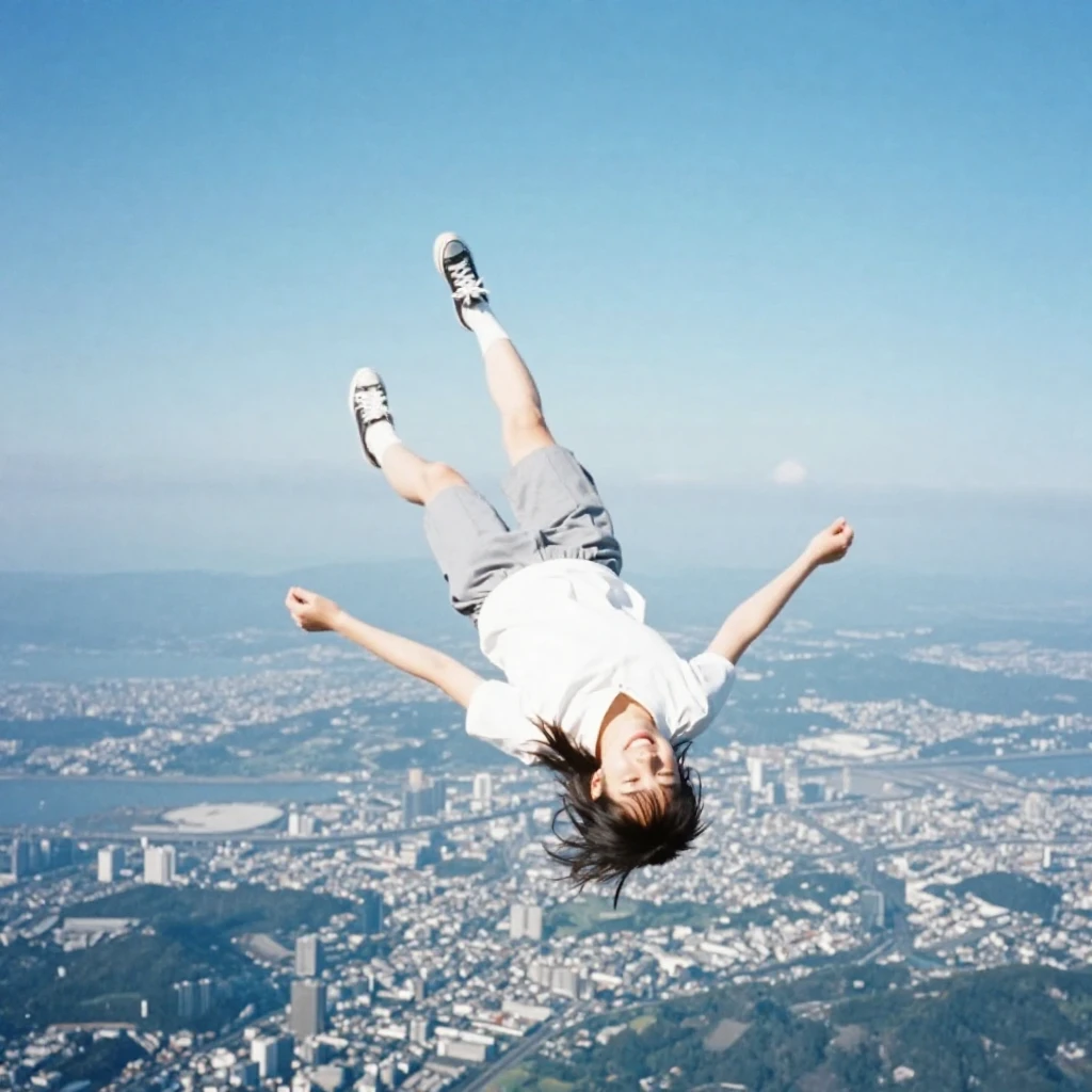 航拍图像:天空与人物的完美融合