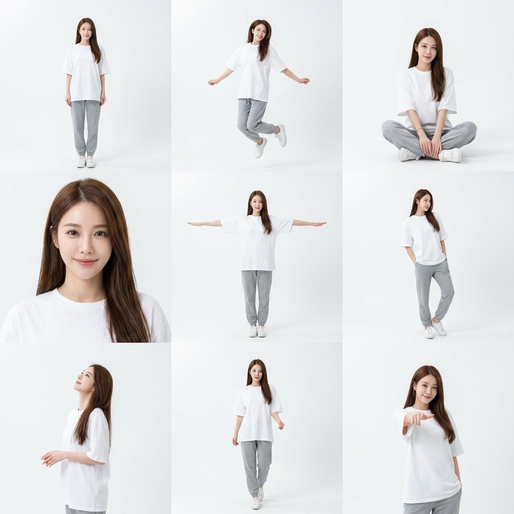 创建3x3网格照片拼贴,极简白色工作室美学