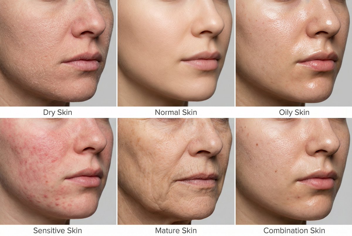 Hyper Realistic Skin Type Comparison Board