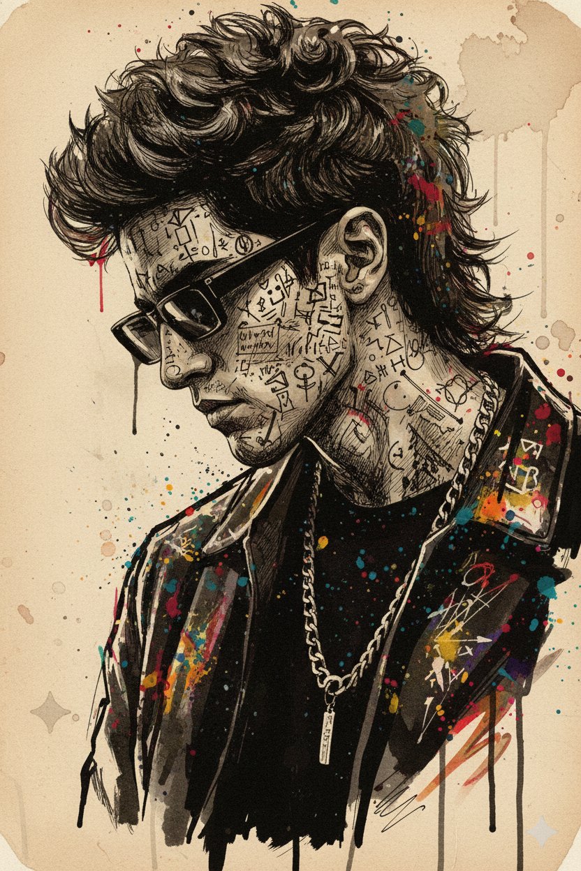 充满戏剧性的墨水素描肖像