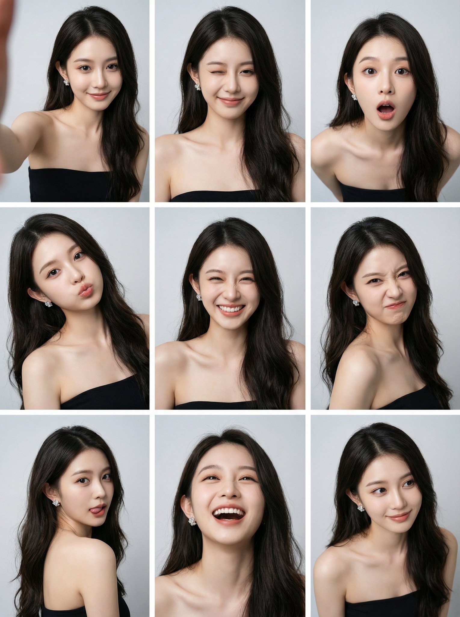 9张K-pop偶像肖像的网格拼贴