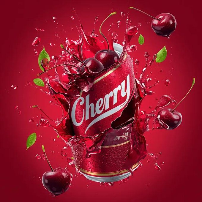 Ultra-photorealistic commercial beverage advertisement, vertical composition, a crushed glossy aluminum soda can floating in mid-air
