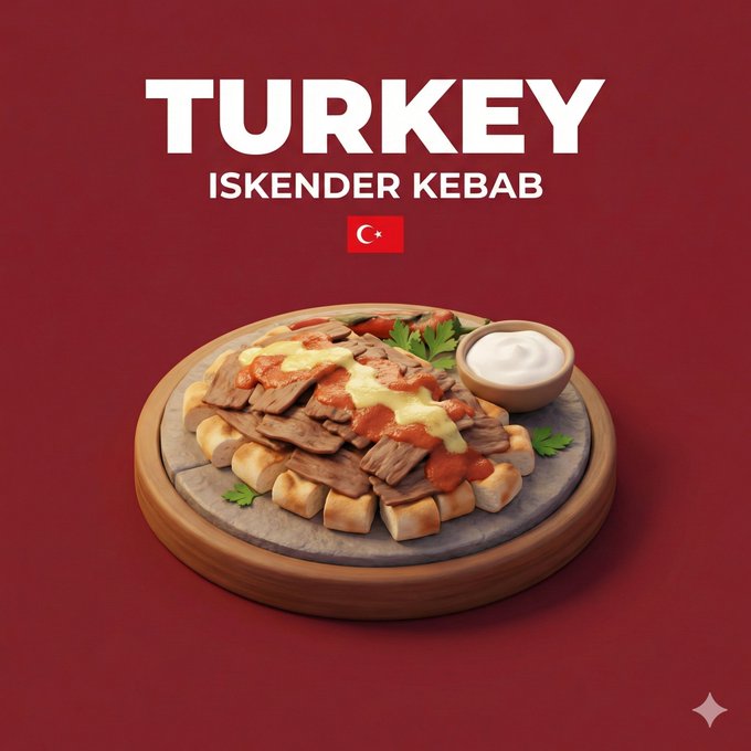 Iskender Kebab Miniature 3D Cartoon Scene