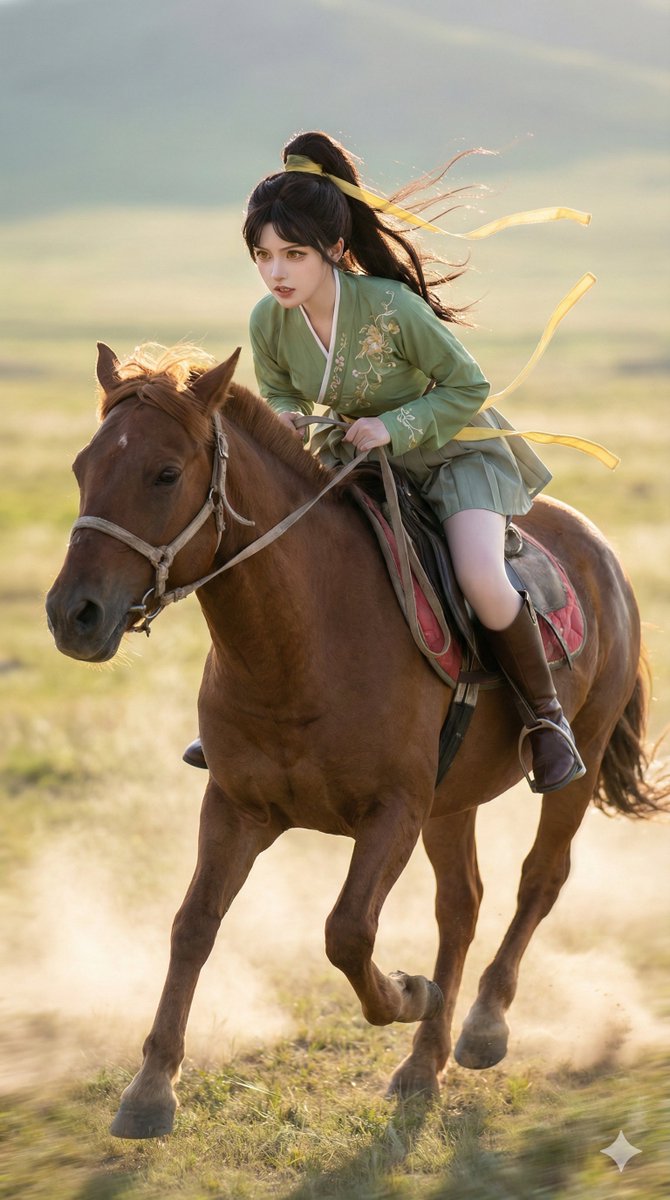 汉服cosplayer策马飞奔的精美照片