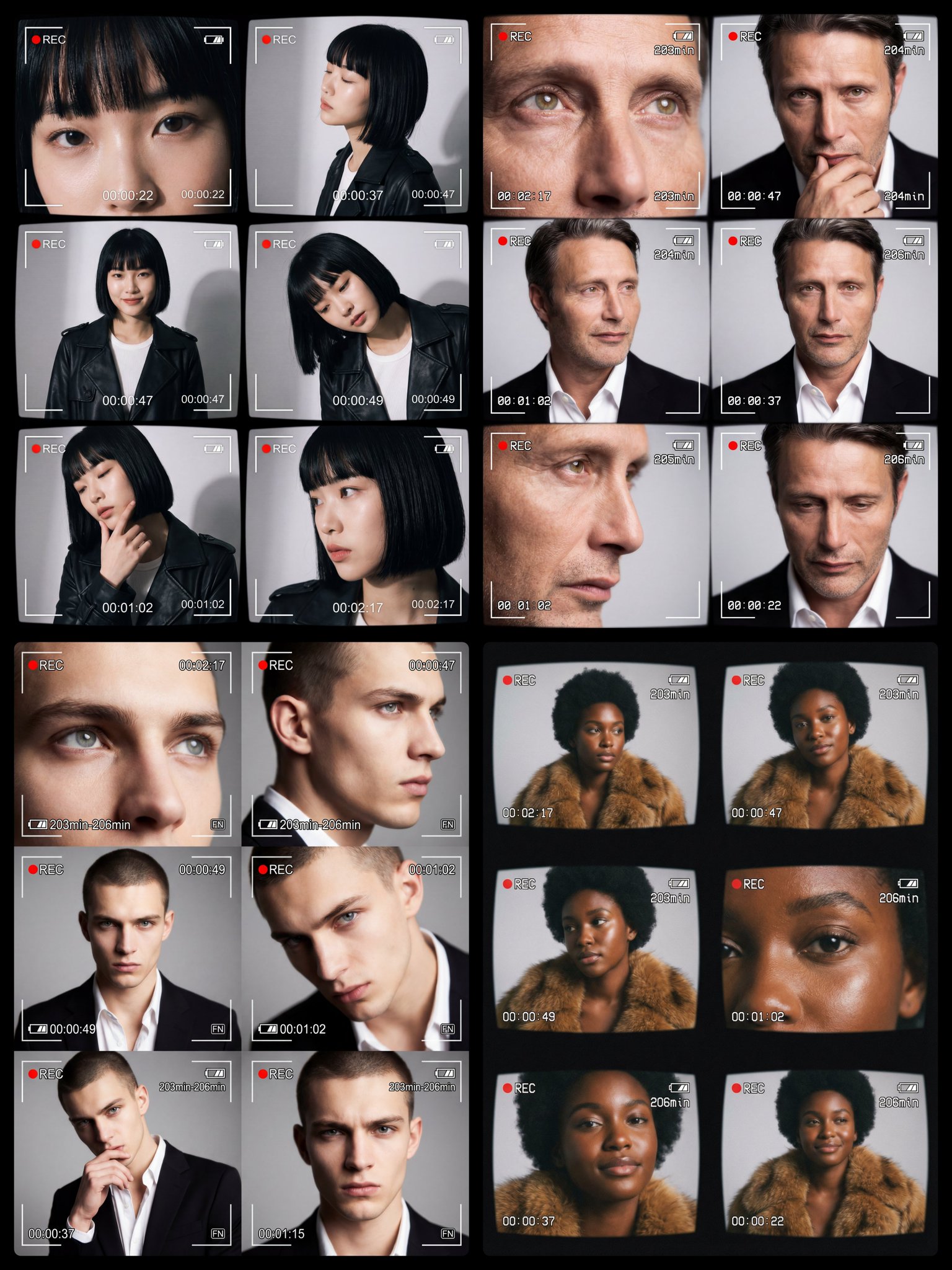 Cinematic Collage of Six Futuristic Portraits