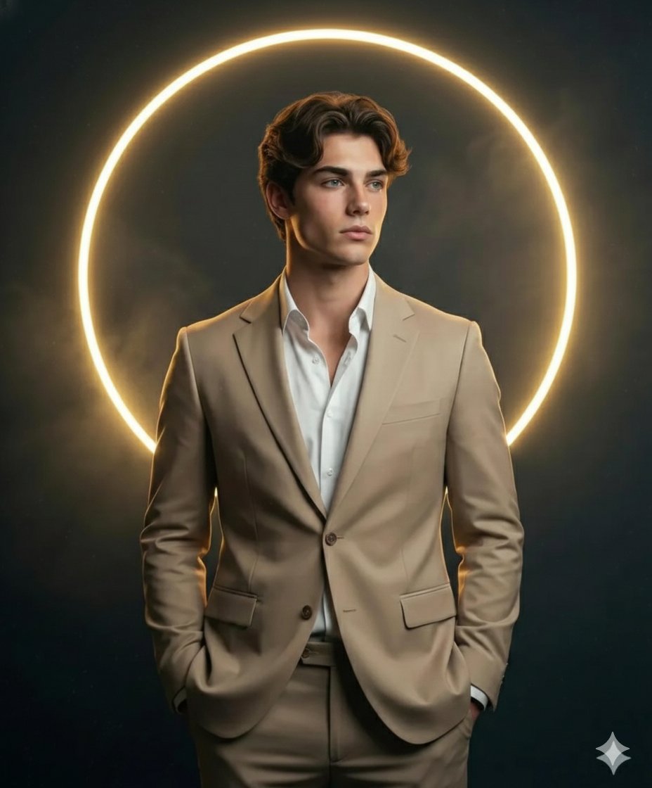 HD Cinematic Portrait of Handsome Man with Neon Halo