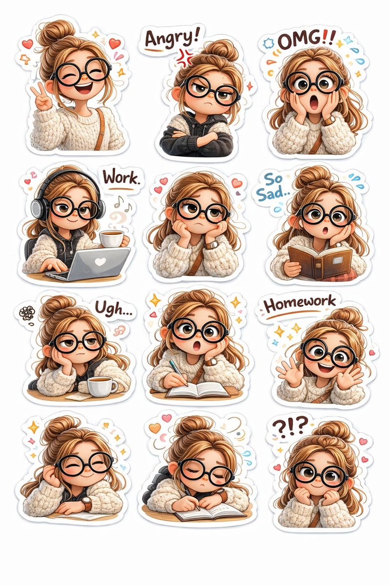 皮克斯风格可爱3D贴纸