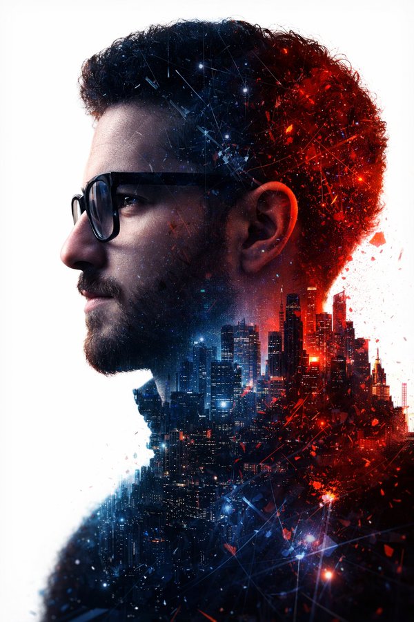 超写实双重曝光人像