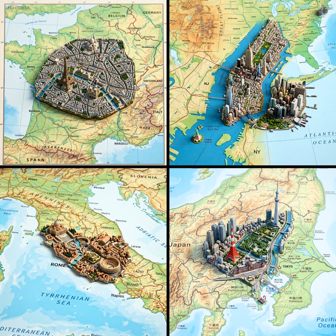 超写实俯视地理地图