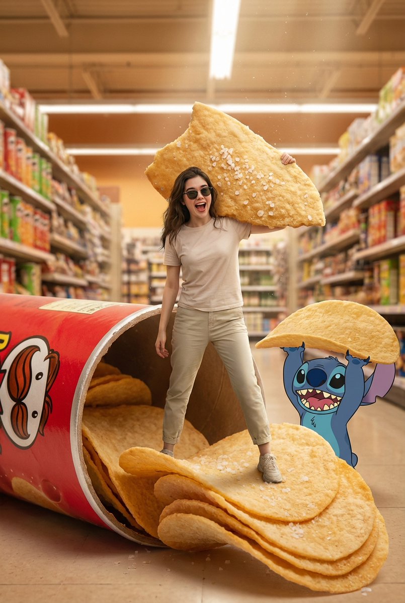 巨型乐事罐与史迪奇的超现实场景