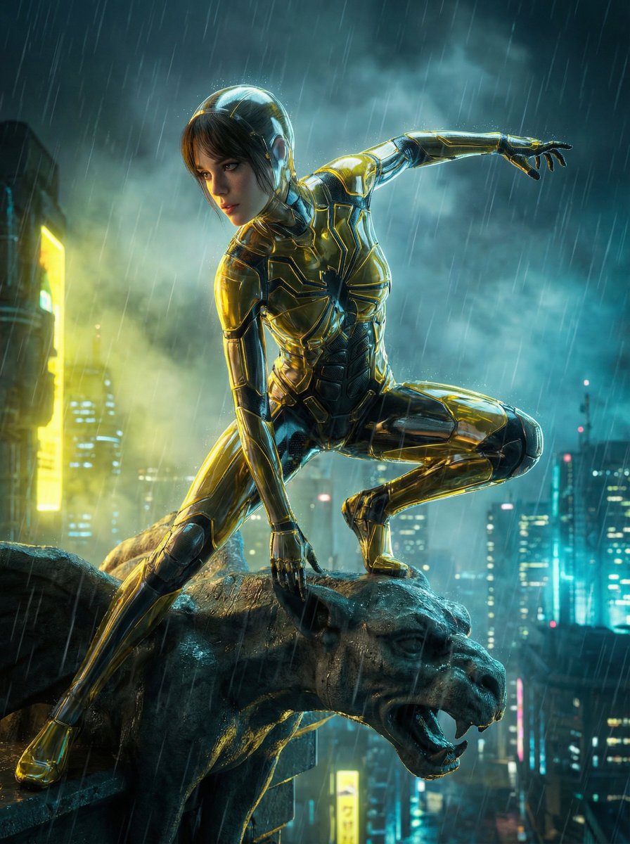 Yellow Black Crystal Spider Suit Woman