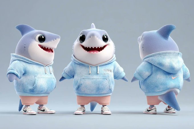 可爱的拟人化角色三视图