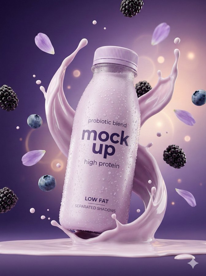 8K超写实酸奶瓶与电解质饮料罐商业摄影