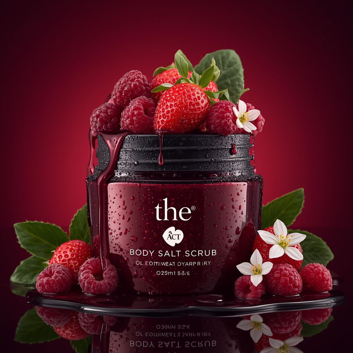 Glass Jar Assembly Commercial with Strawberries and Raspberries