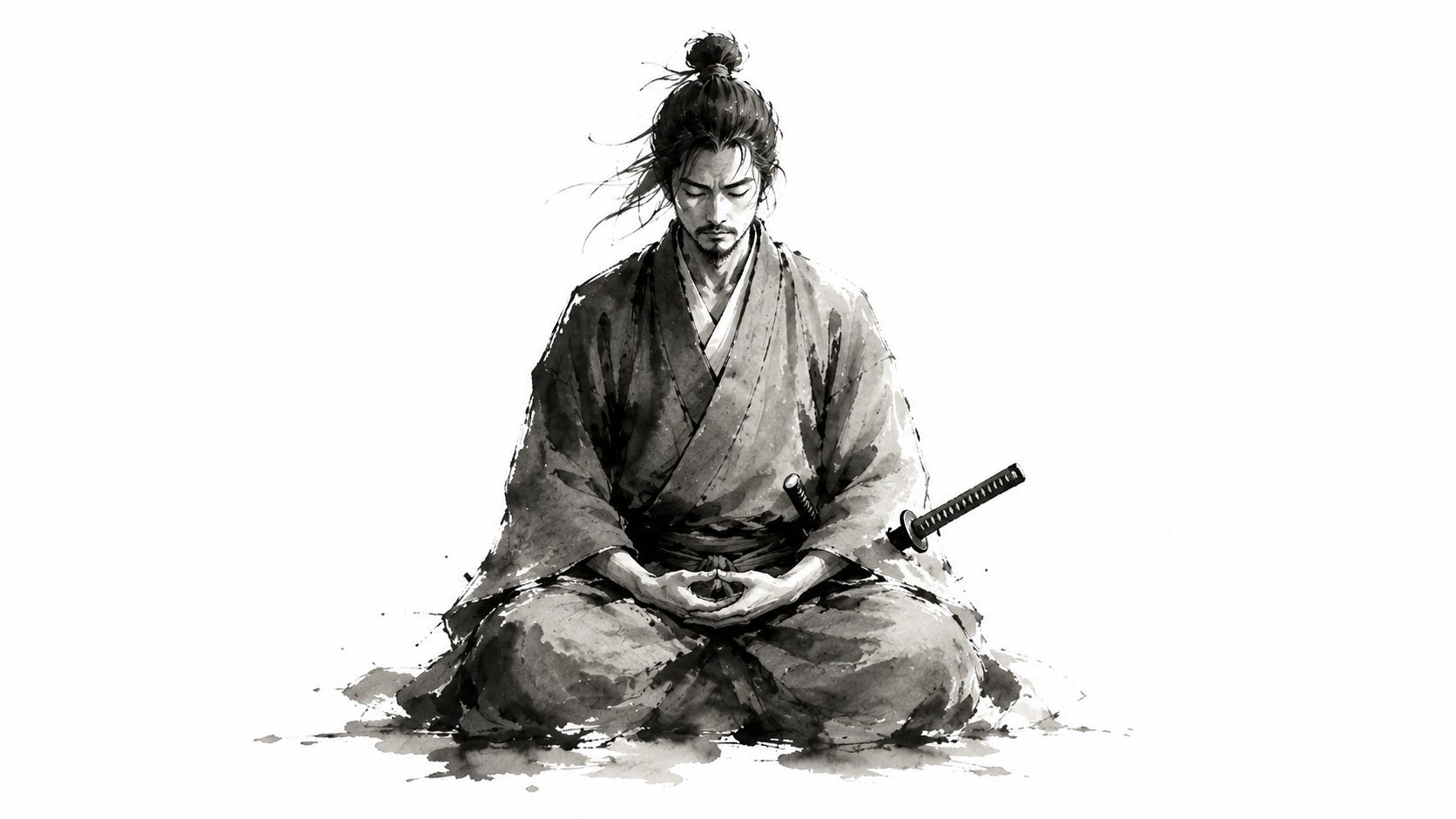 Japanese Sumi-e Ink Painting Art