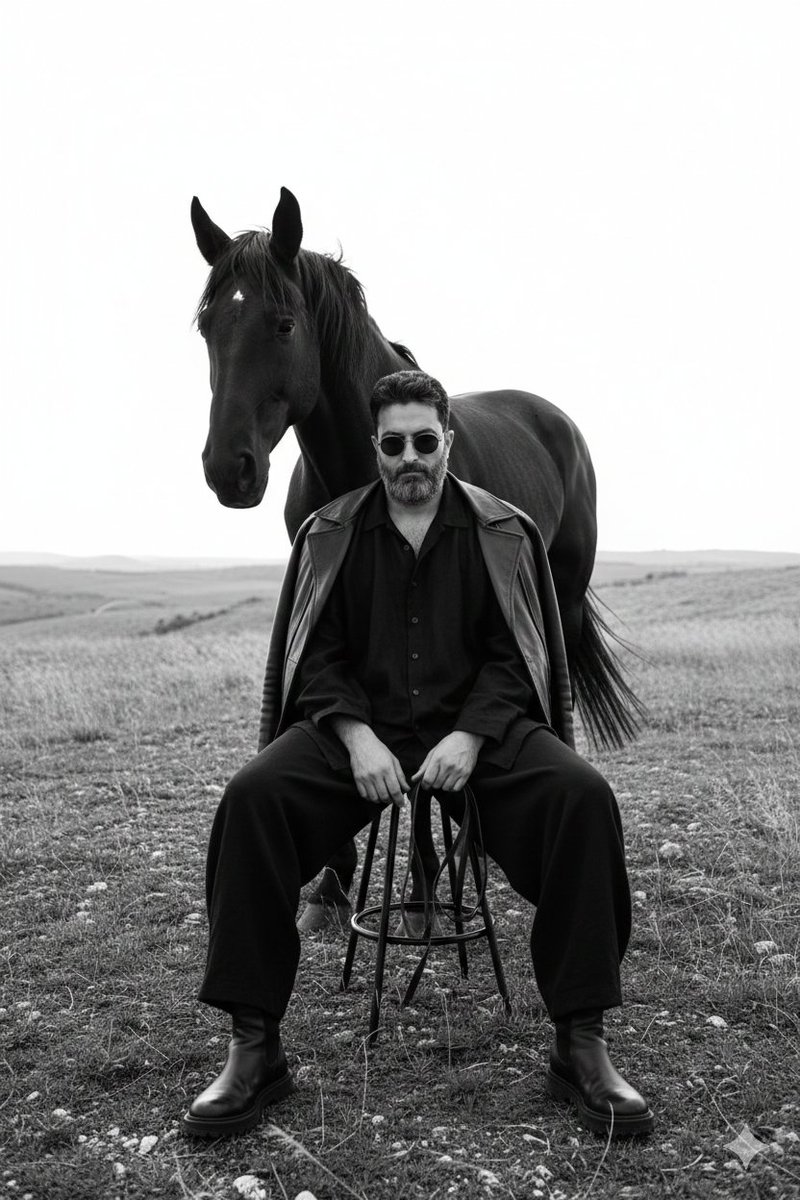 Black Horse and Contemplator - Luxury Monochrome Photography