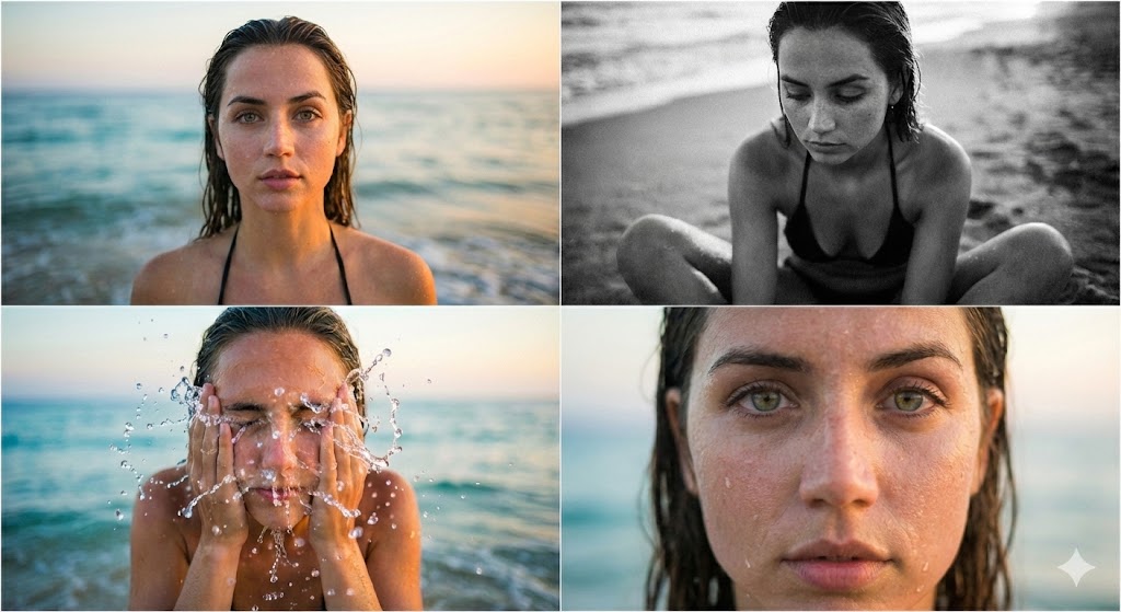 Ana de Armas Beach Cinematic Collage