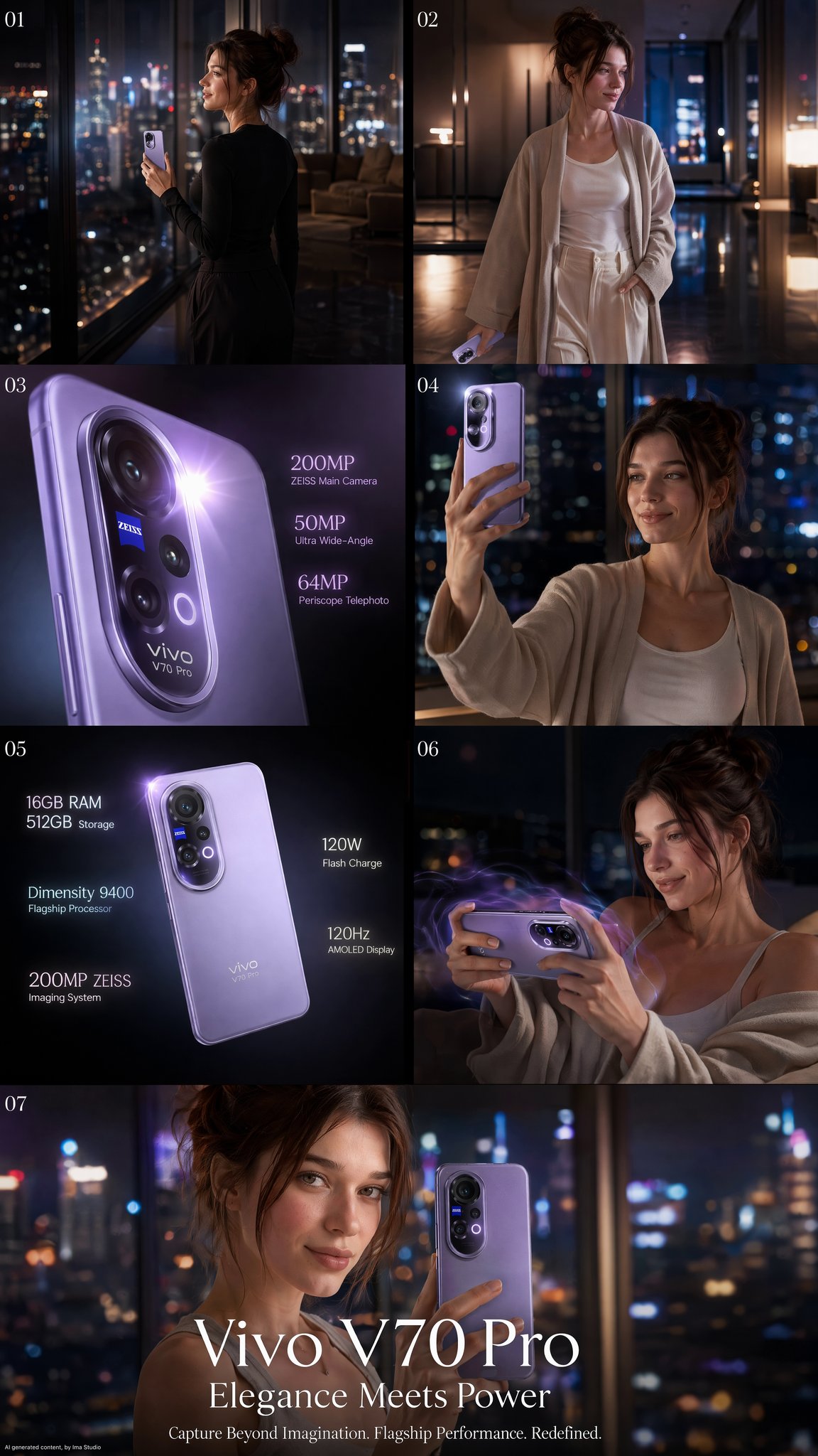 Vivo V70 Pro银紫配色奢华大片