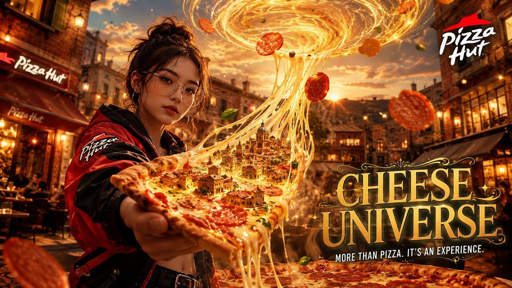 Hyper-realistic Cheese Universe Pizza Ad