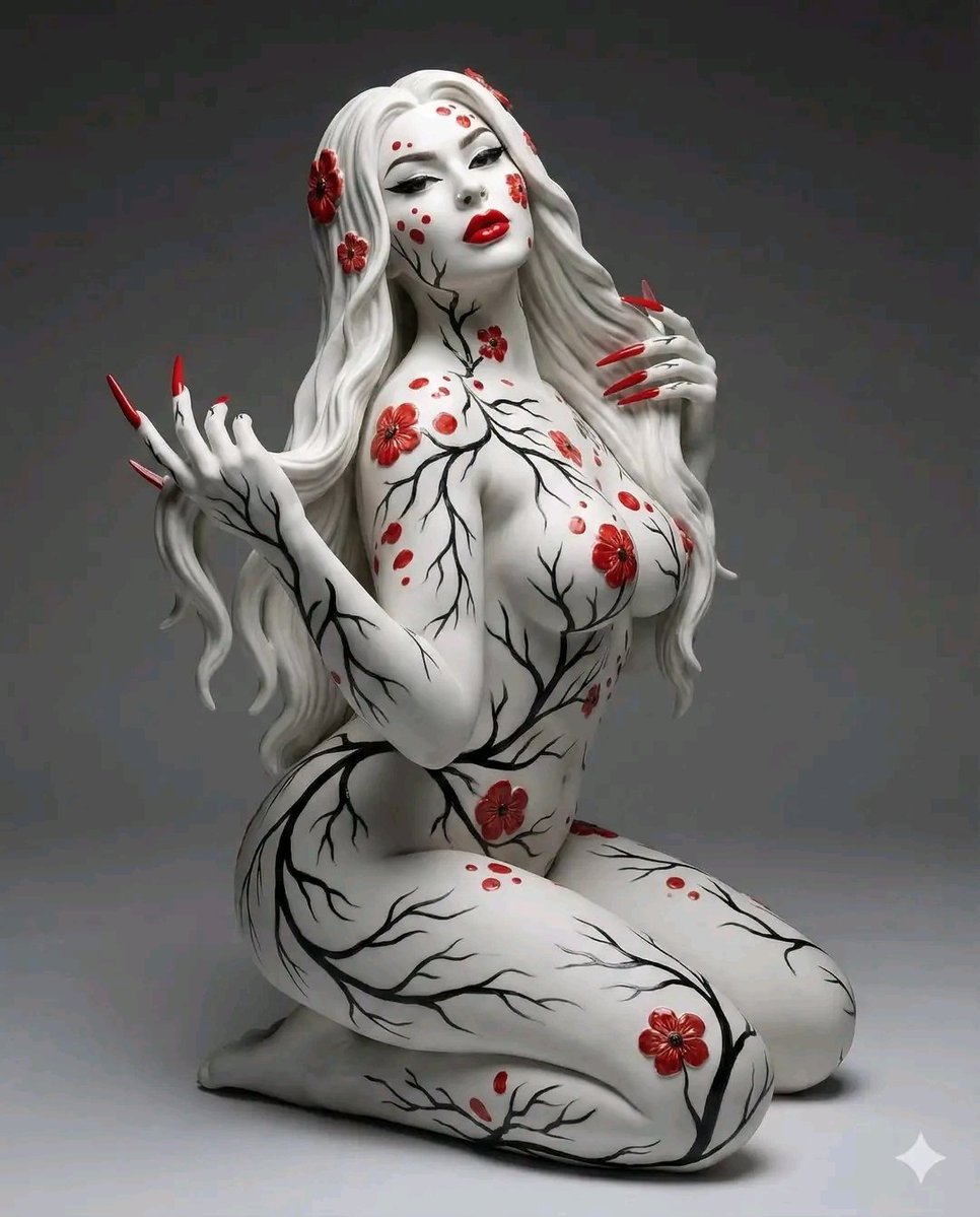Porcelain Flora Figure Surreal Sculpture