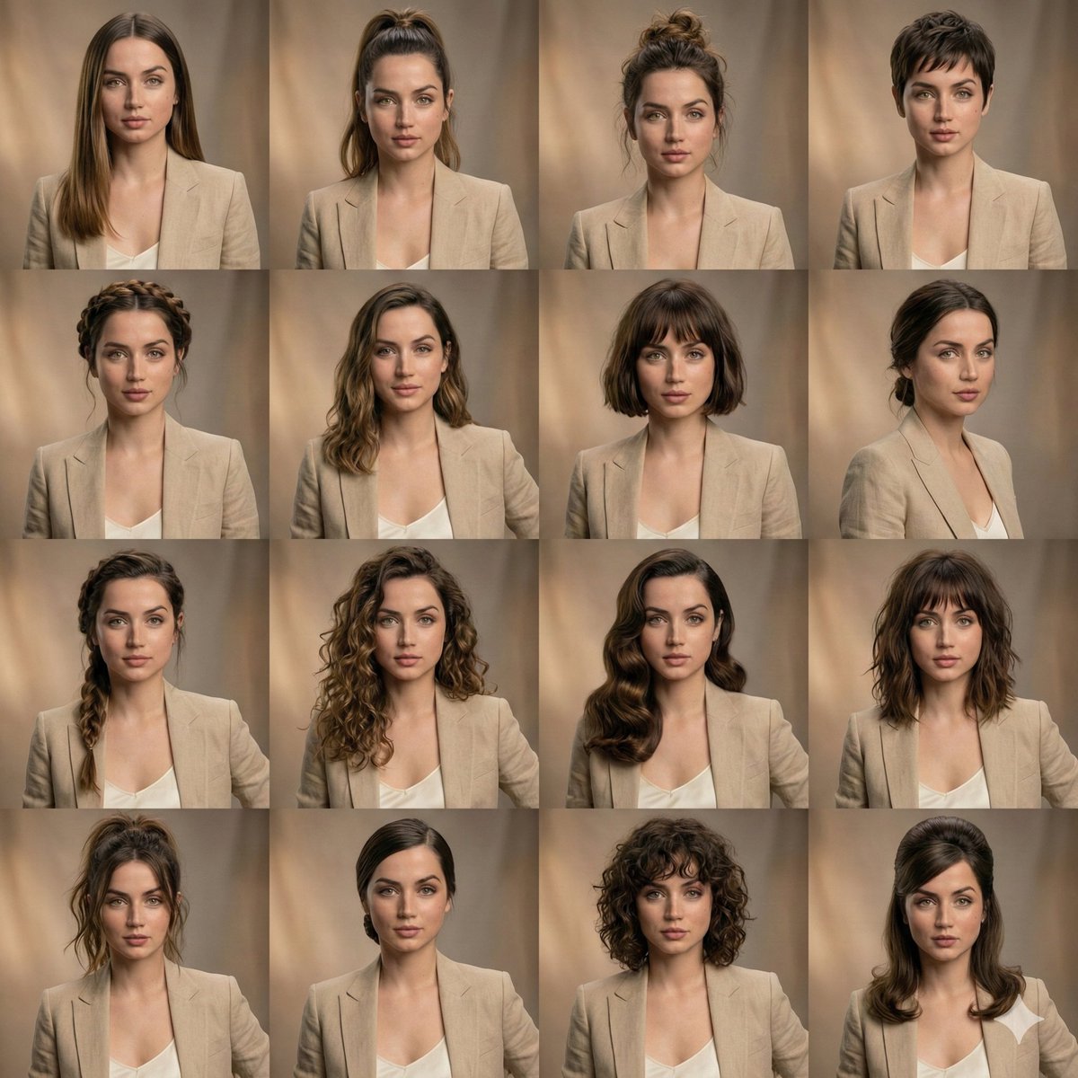 Editorial Beauty Collage with Hairstyle Variations