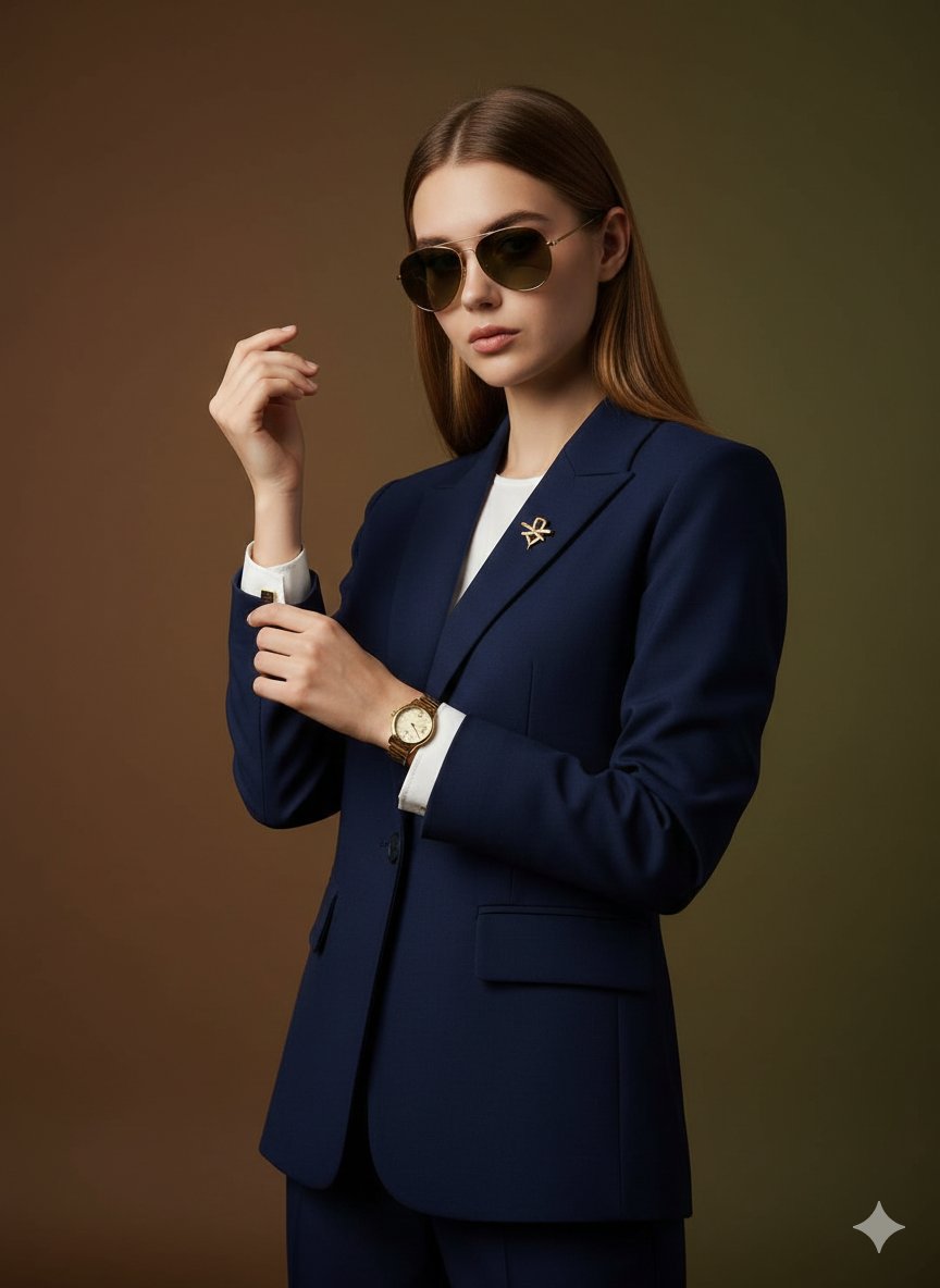 Cinematic Luxury Portrait in Navy Suit