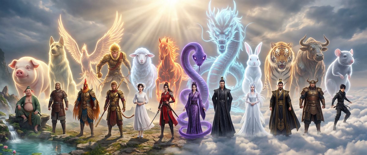 Twelve Zodiac Avatars with Spiritual Light Phantoms