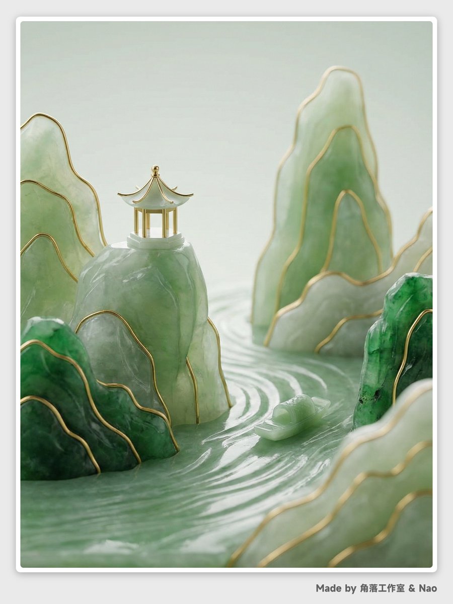 Miniature Jade Landscape with Eastern Pavilion
