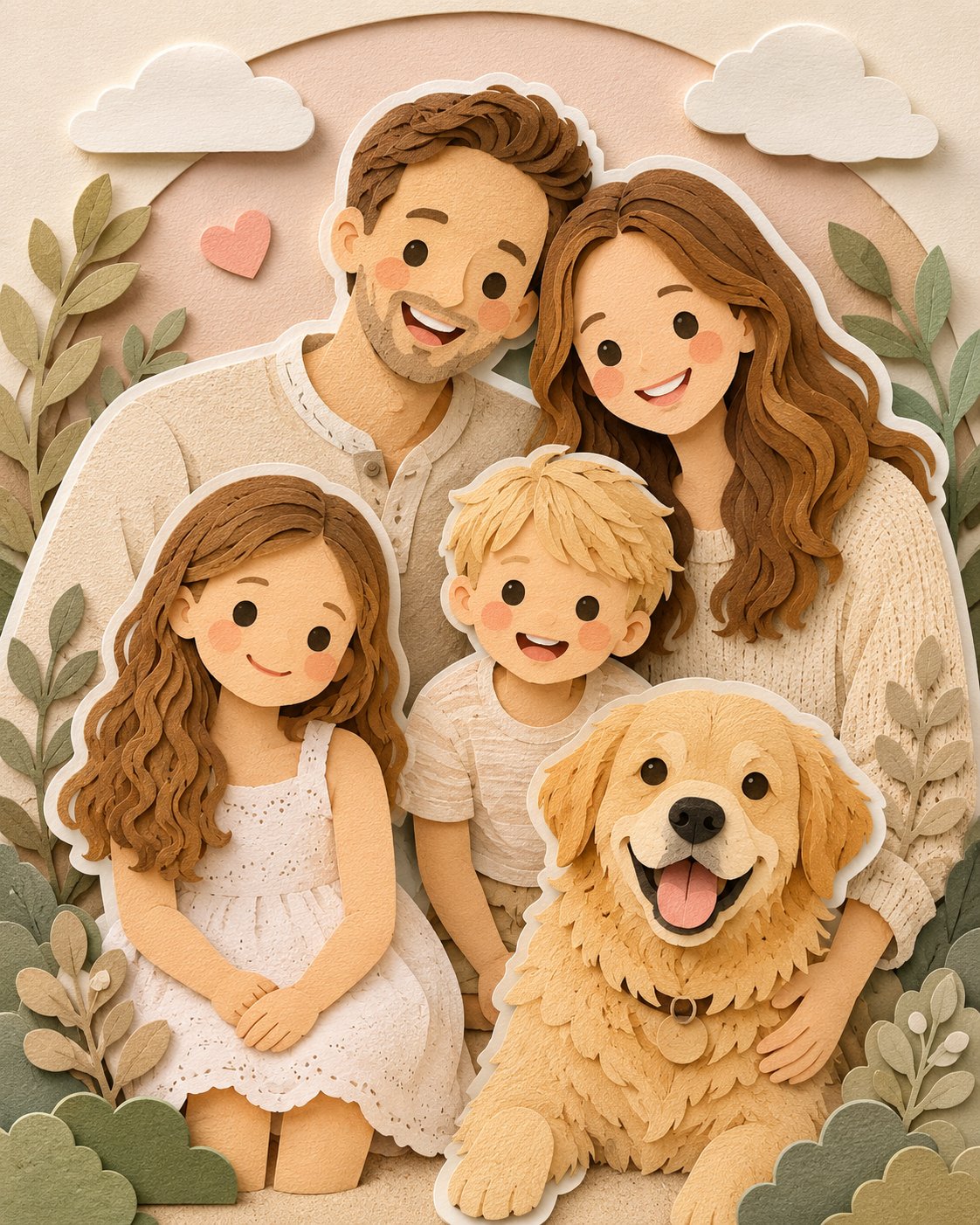 Soft Handcrafted Paper-Cut Diorama Illustration