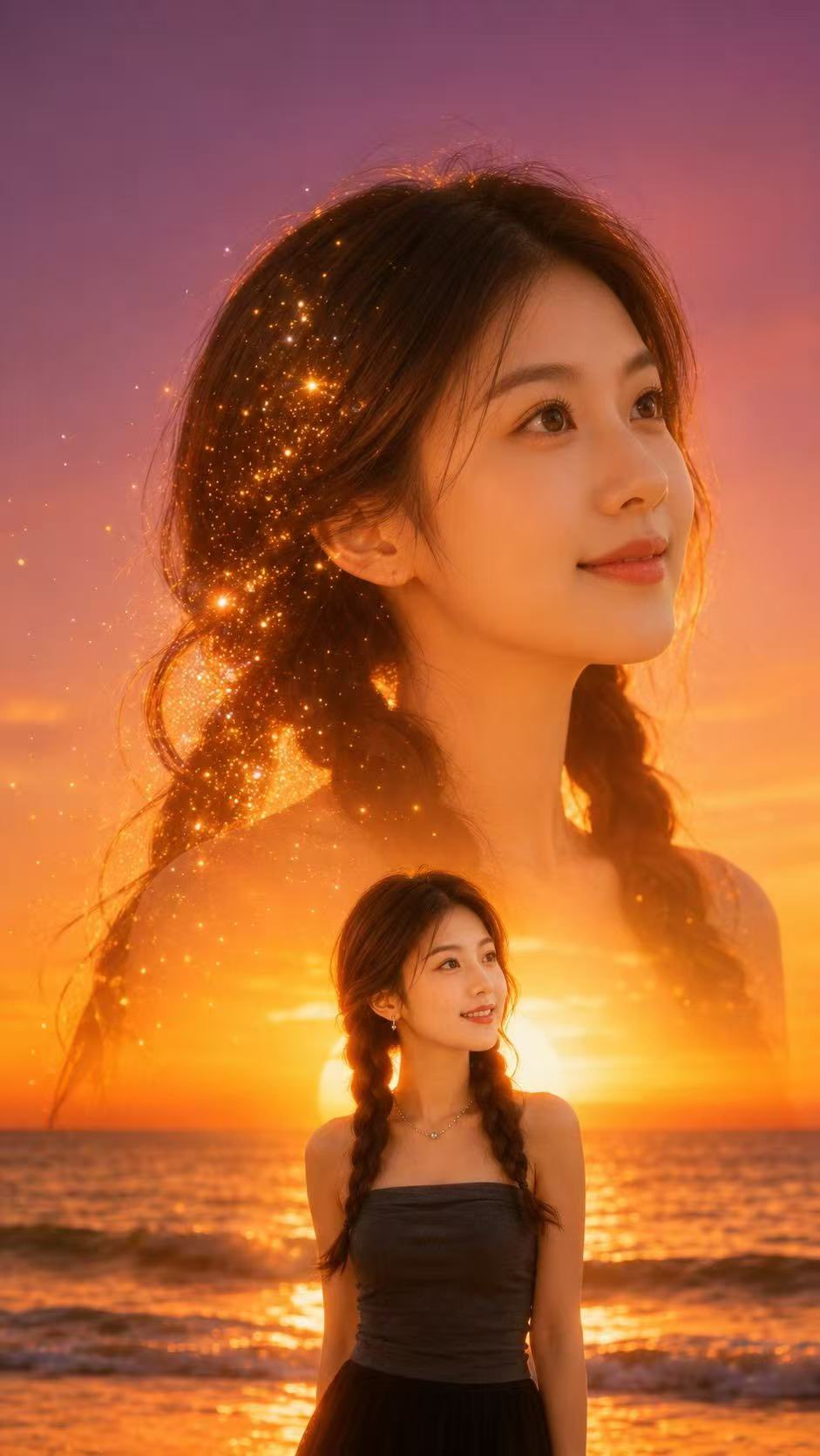 Cinematic Double-Exposure Sunset Portrait