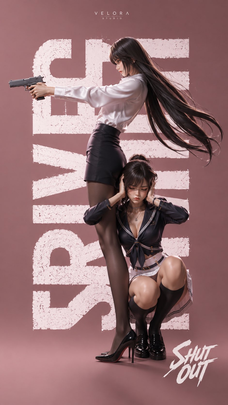 High-End Fashion Action Poster with East Asian Models