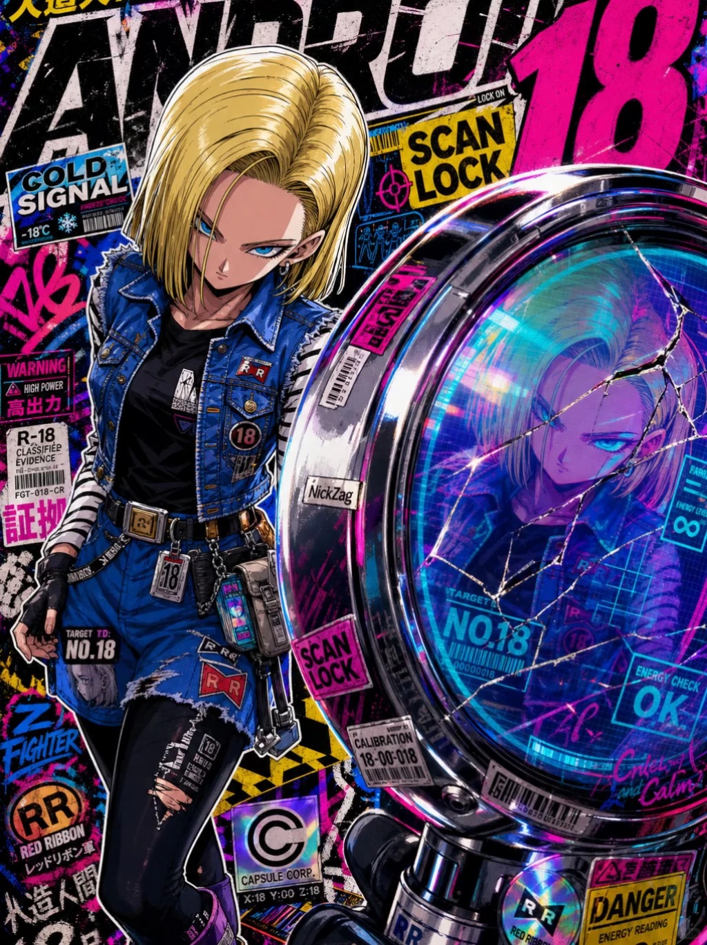 Cyberpunk Android 18 Fashion Magazine Poster