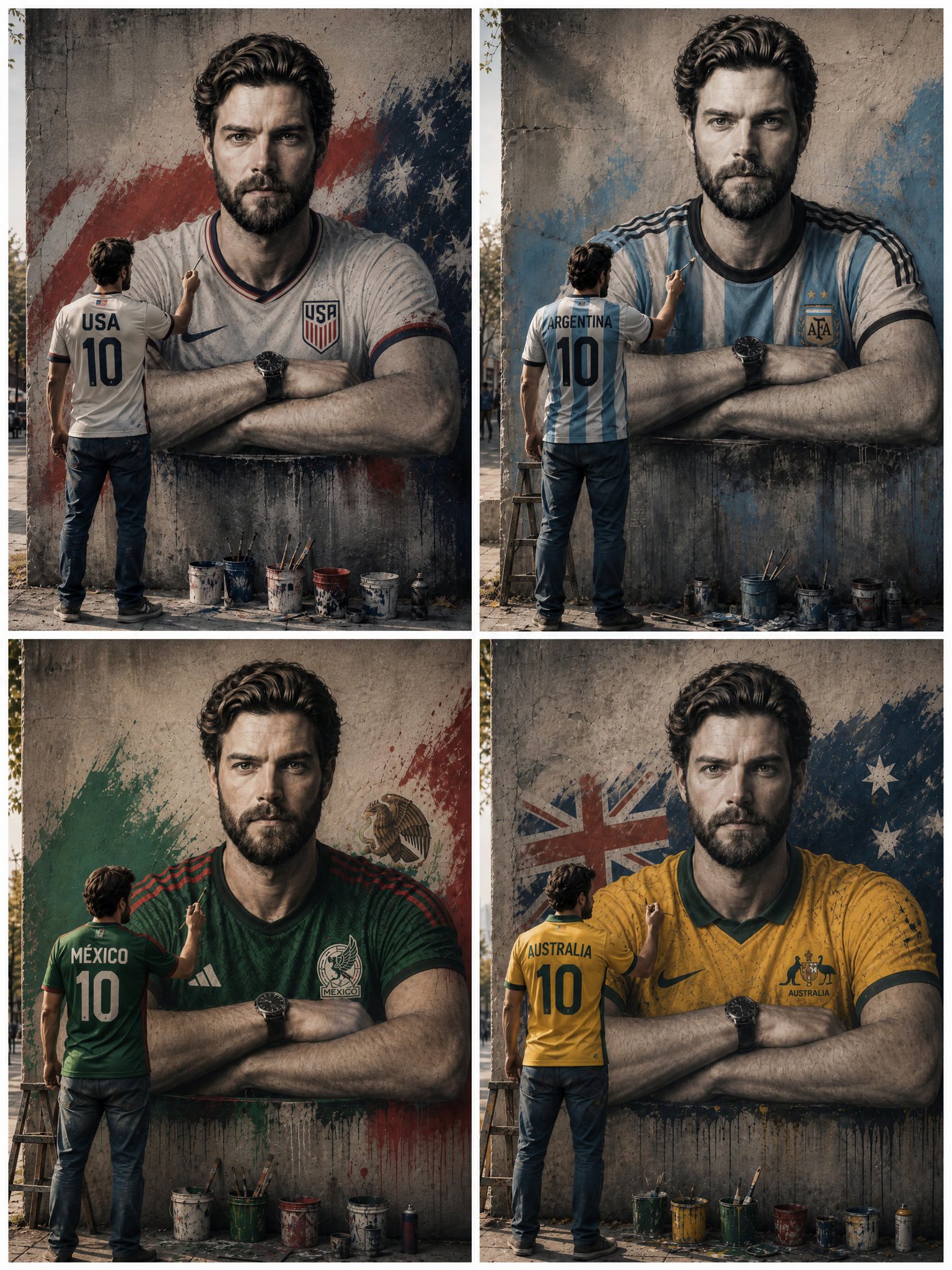 Argentina Team T-Shirt Self-Portrait Surreal Art