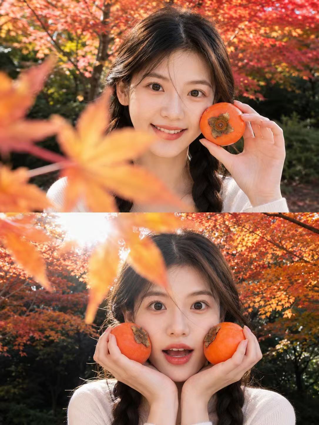 Autumn Maple Forest Persimmon Collage