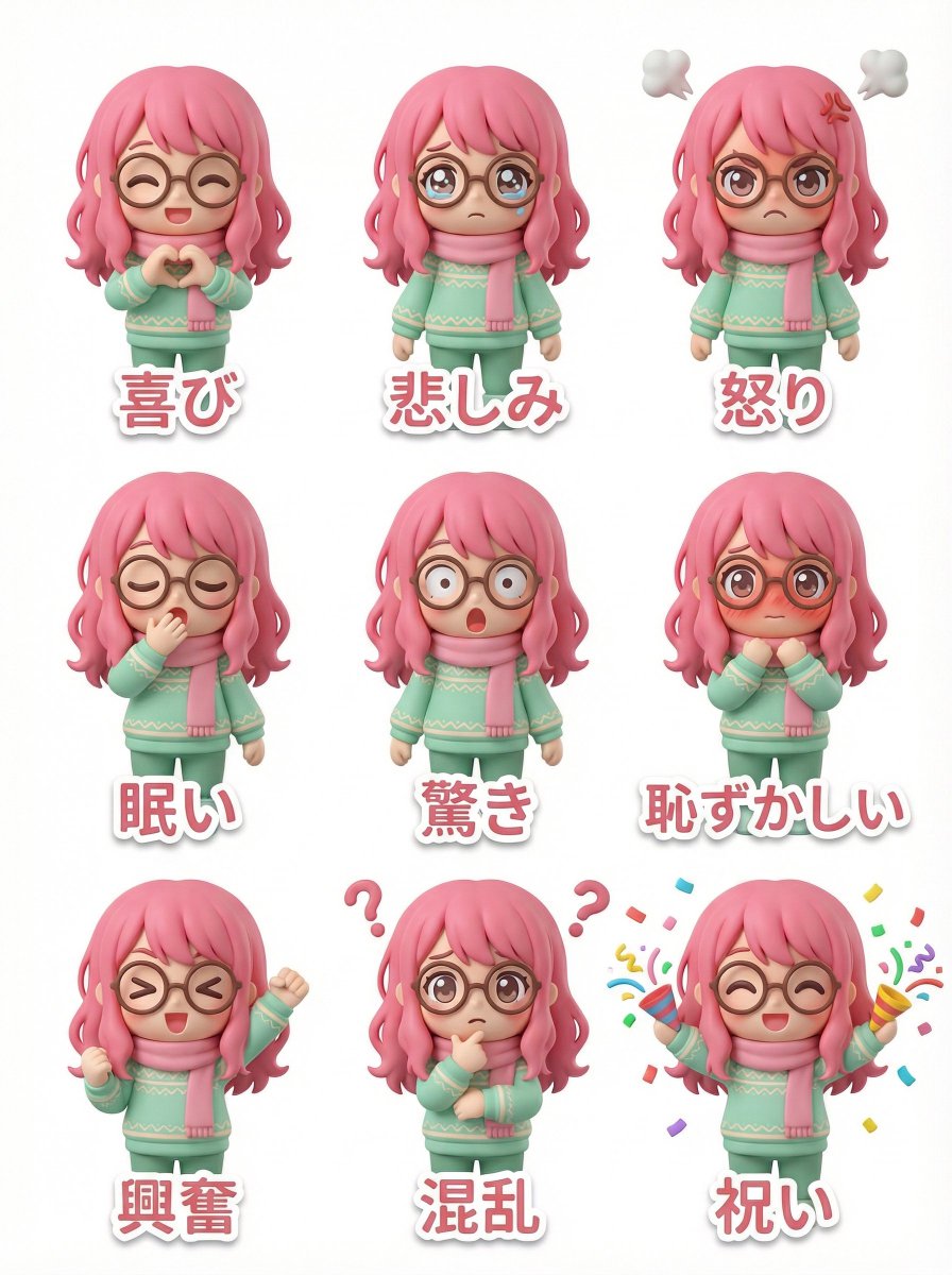3D Blind Box Style Character Sticker Sheet Design