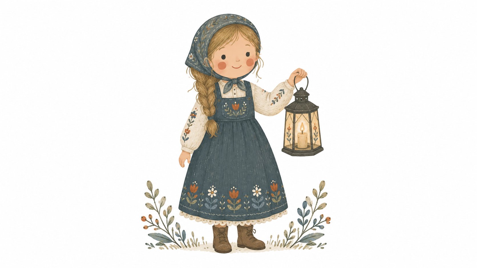 Scandinavian Folk Art Painting with Soft Colors