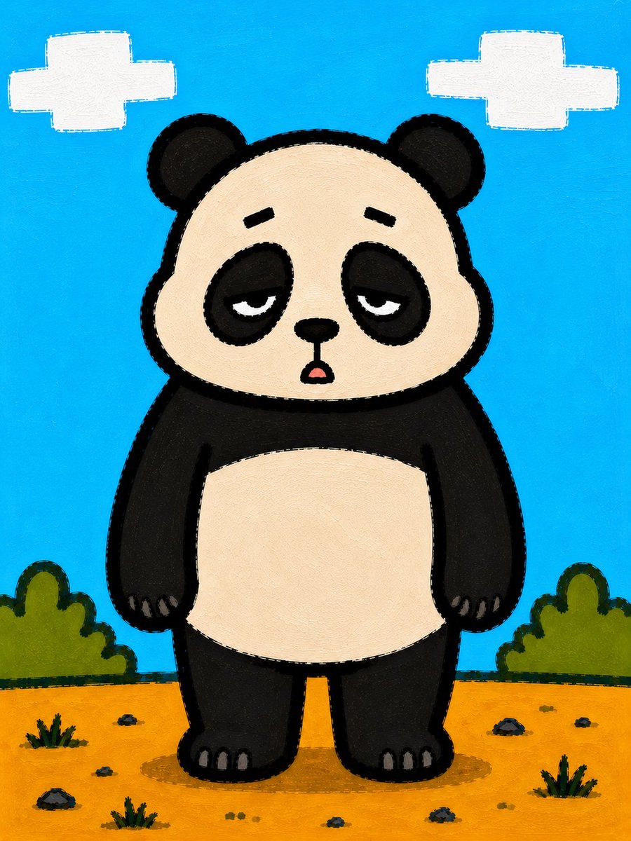 Social Media Post - Sleepy Cartoon Panda Illustration