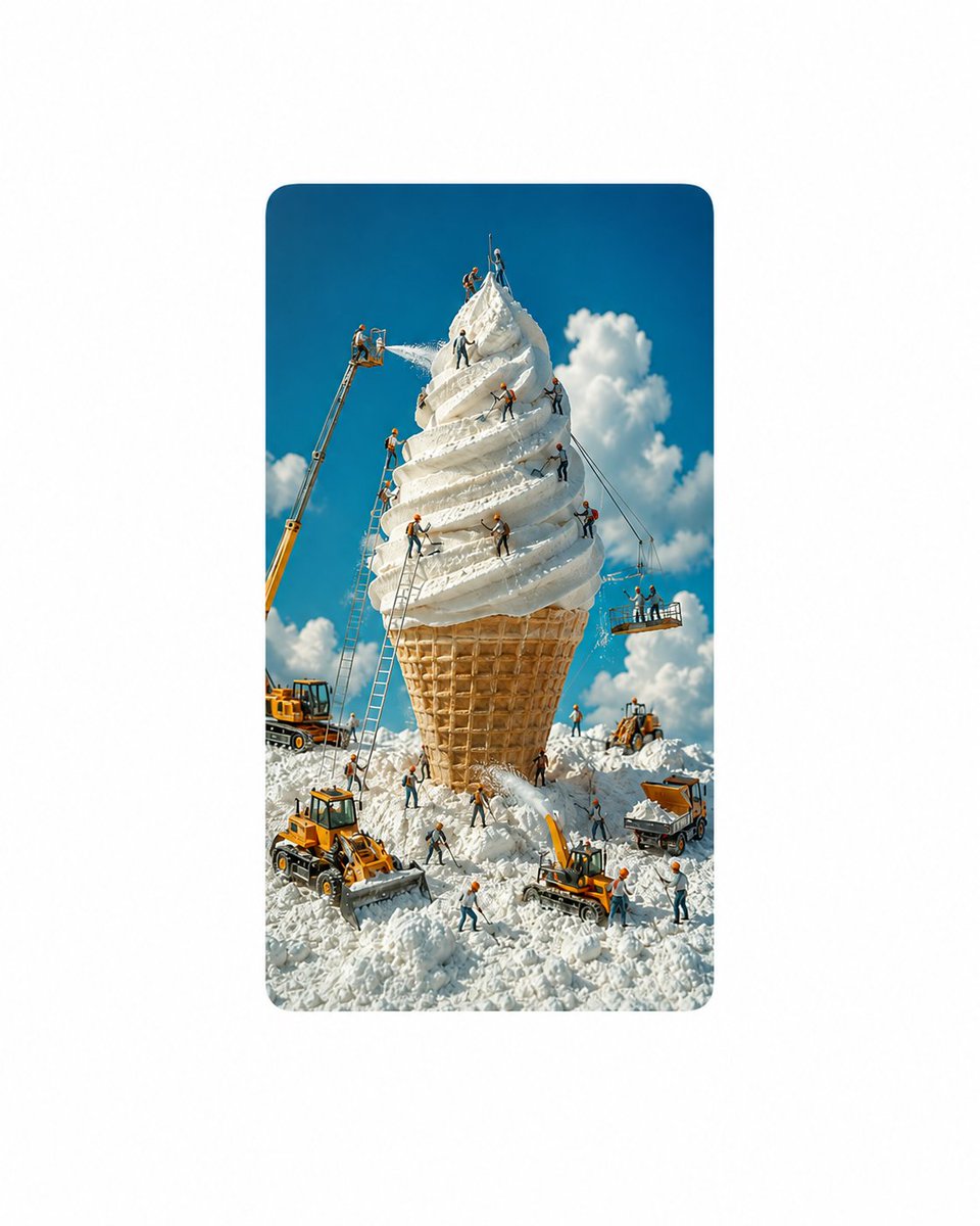 Social Media Post - Giant Ice Cream Construction Scene