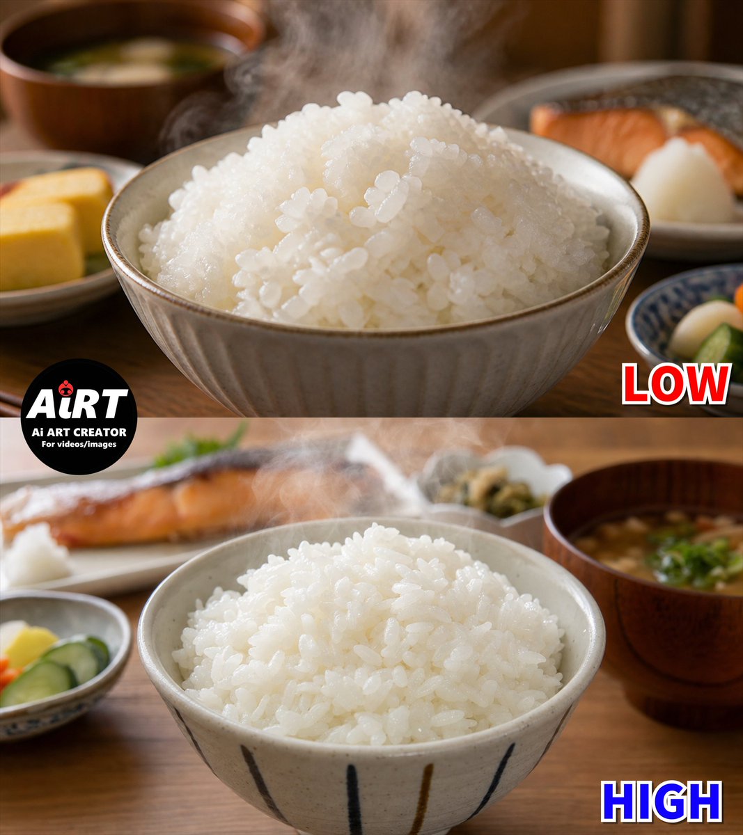 信息图 / 教育视觉图 - 低质量与高质量米饭对比