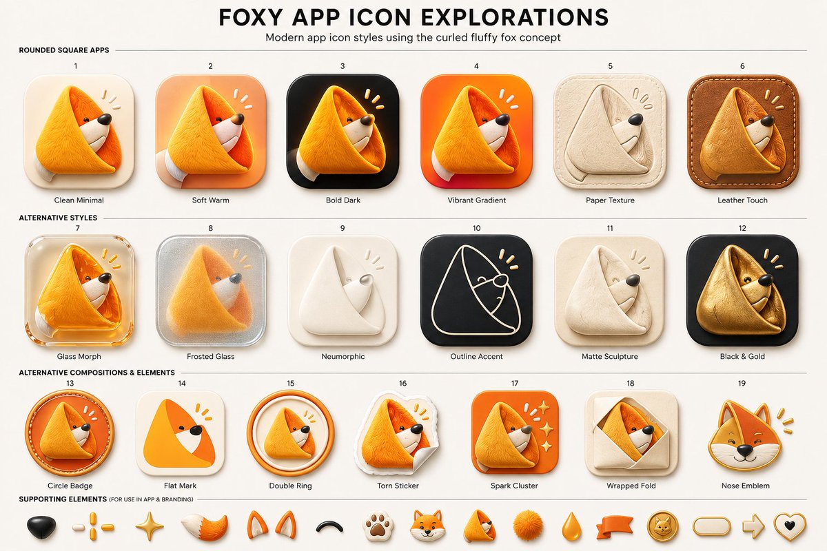 信息图 / 教育视觉图 - Foxy App Icon Exploration 项目