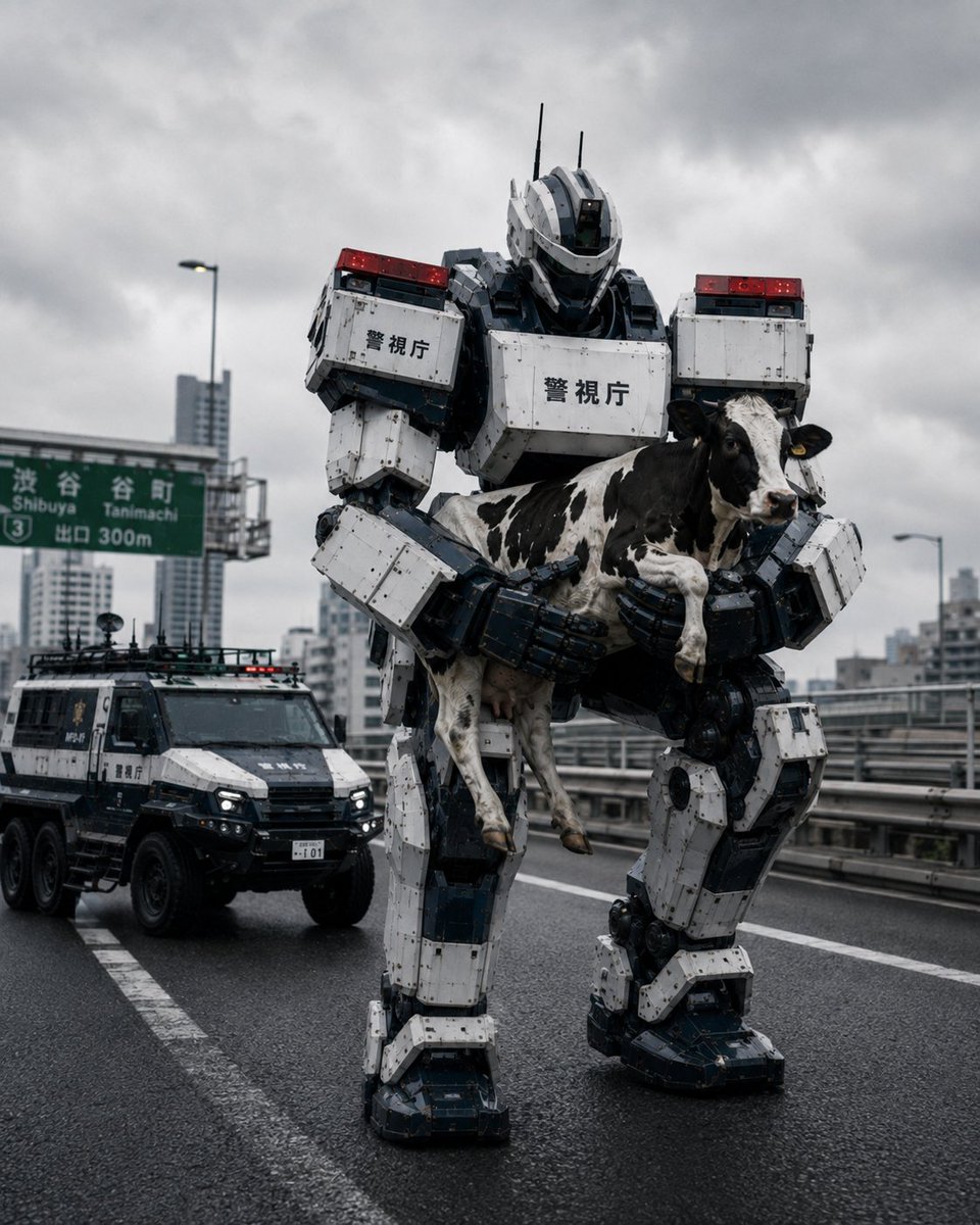 YouTube Thumbnail - Tokyo Police Robot Rescuing Cow