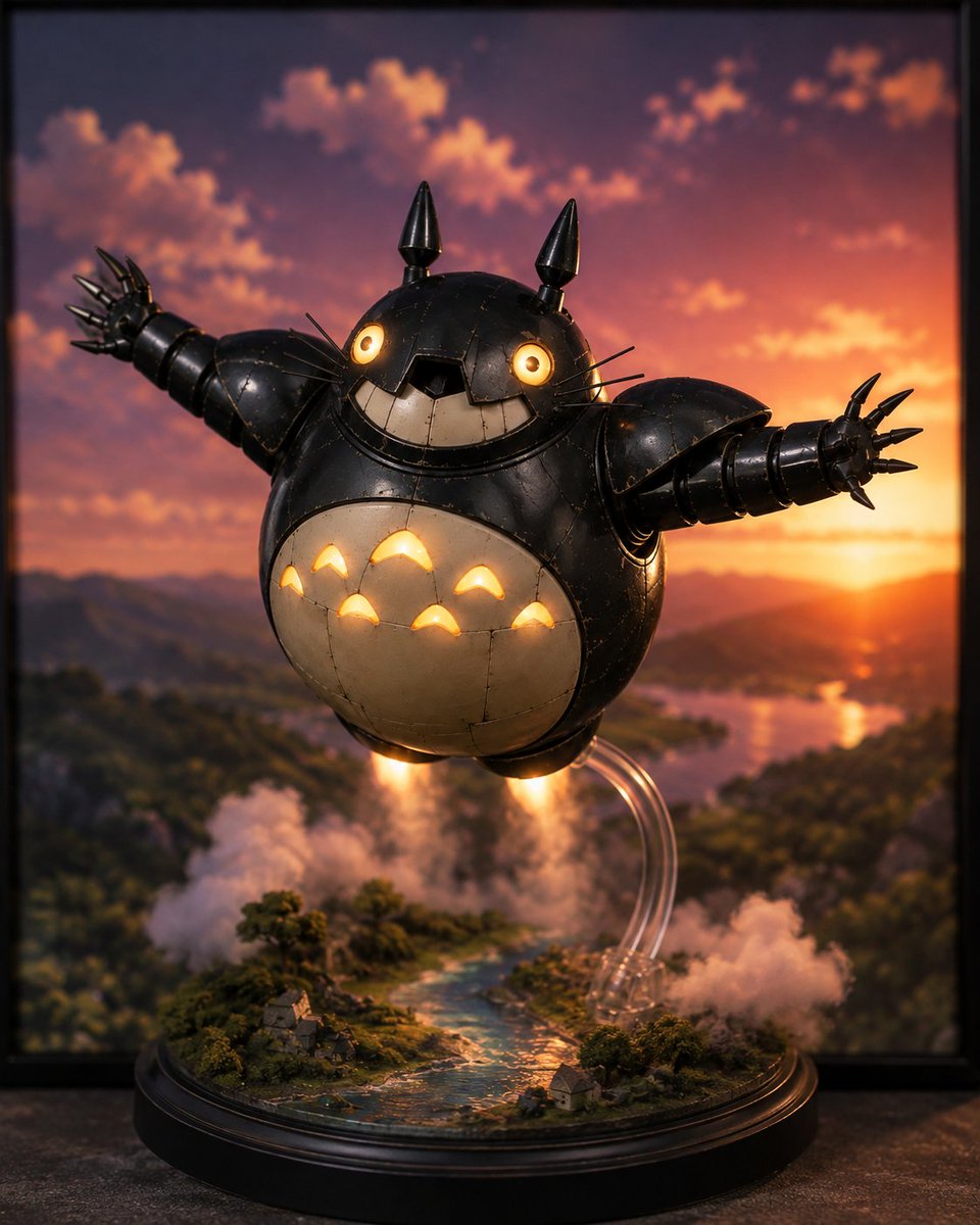 Product Marketing - Glowing Totoro Robot Figure Diorama