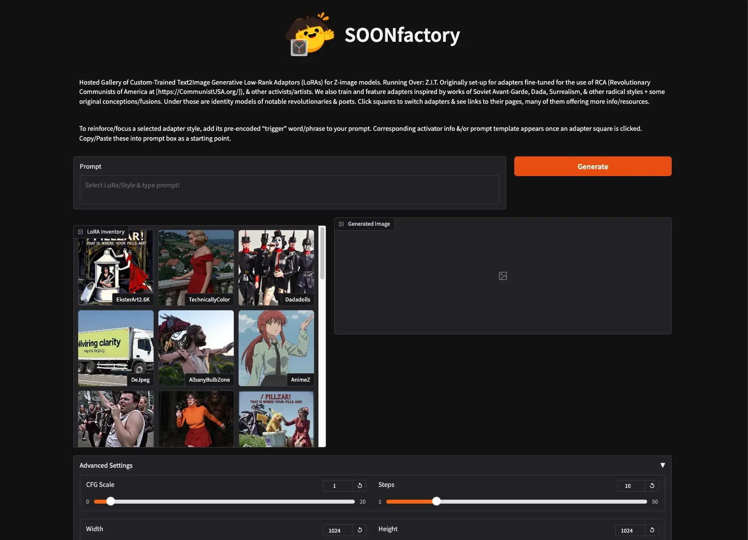 LoRA gallery interface
